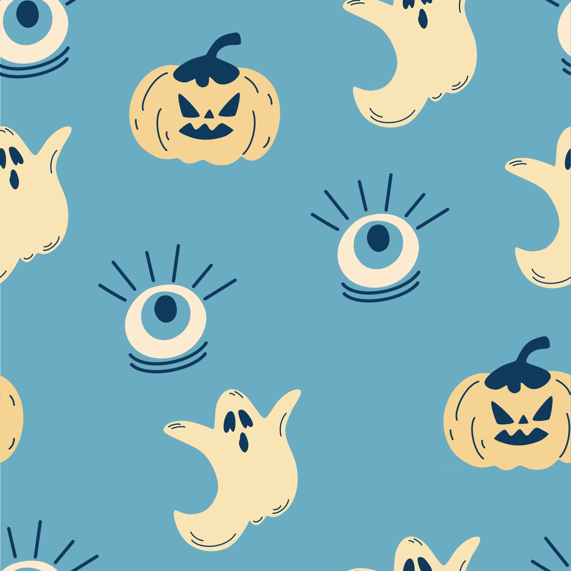 Seamless Pattern For Halloween Background With Pumpkins Eyes