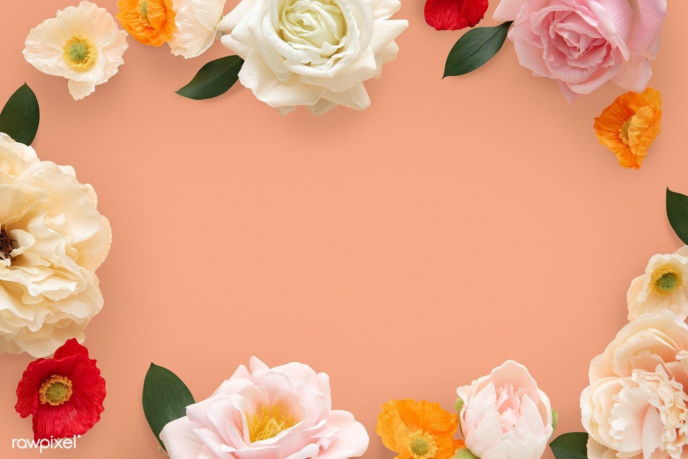 Pastel Flowers On Orange Background Premium Image By Rawpixel