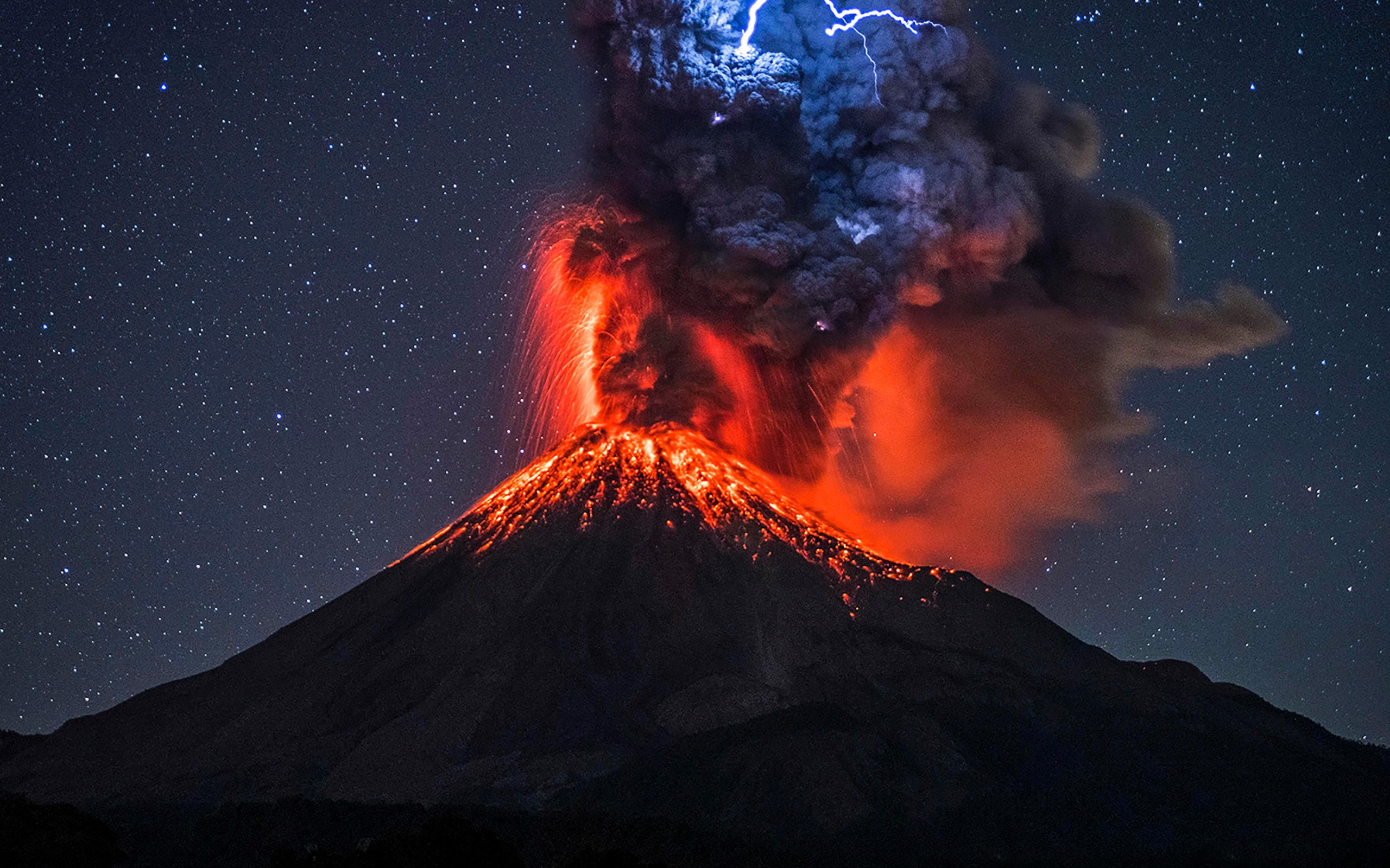 Volcanic Lightning Full HD Wallpaper All White Background