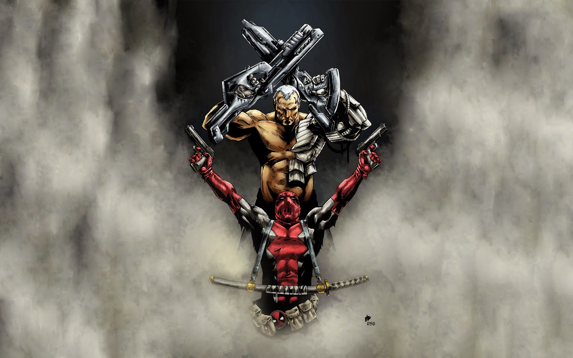 Deadpool Cable Marvel Comics Katana Guns Weapon HD Wallpaper 1920x1200 1920x1200
