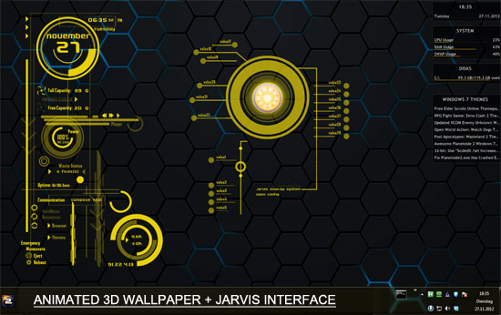 Windows 3d Themes Iron Man Jarvis Ui Hacking Host