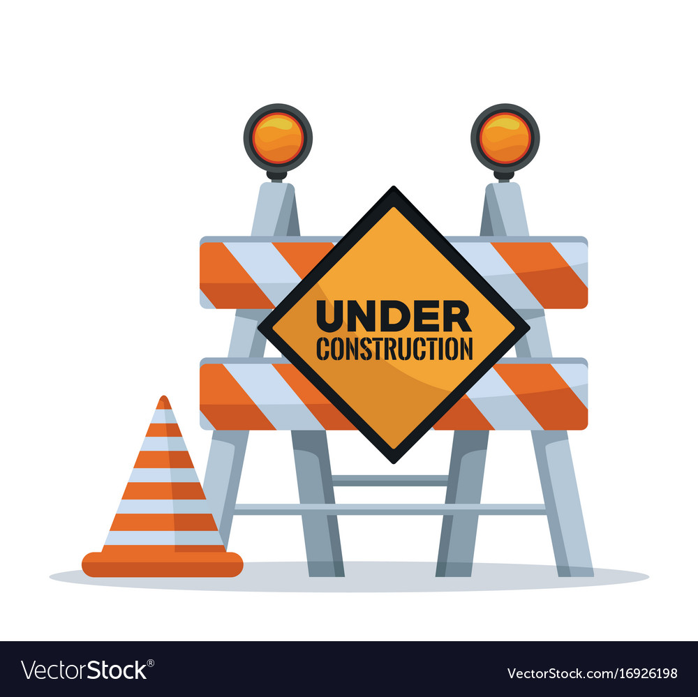 White Background With Barricade Traffic Signal Vector Image