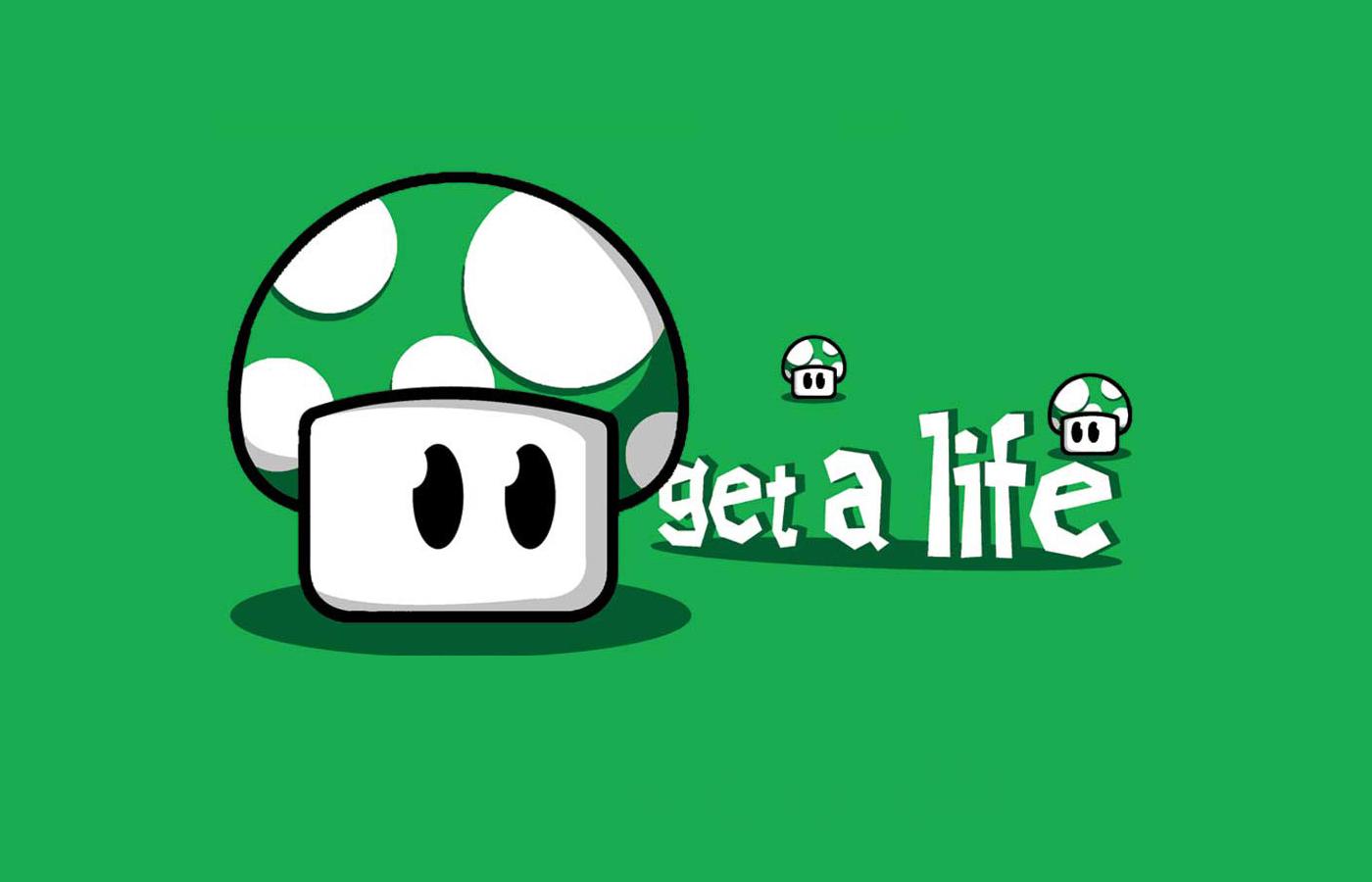 Get A Life 1up Green Mushroom HD Wallpaper Epic Desktop Background