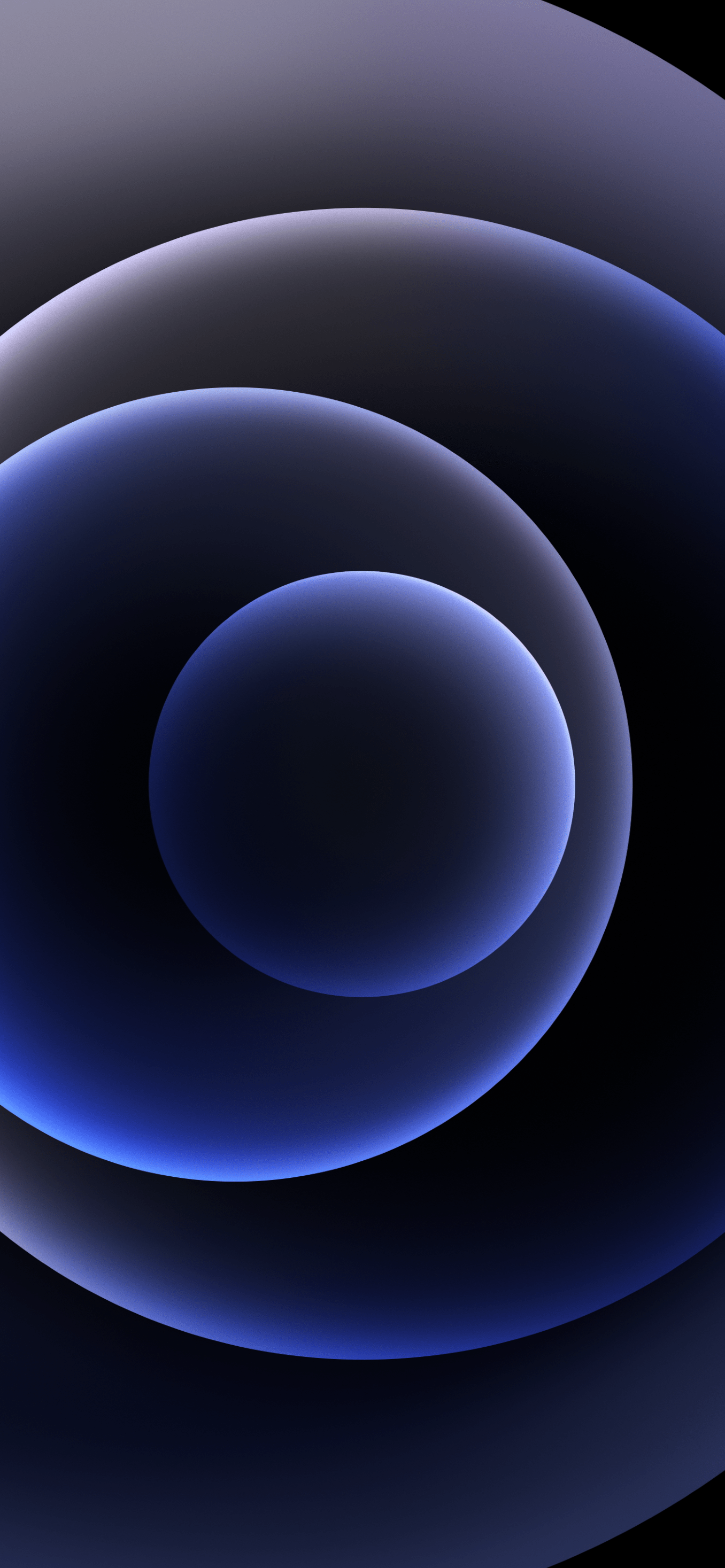 Abstract dark blue and purple gradient wallpaper with overlapping circular shapes, resembling the iPhone 16 wallpaper aesthetic