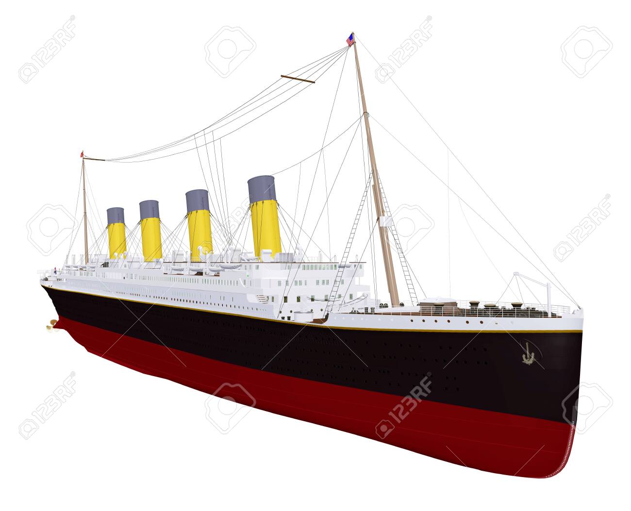 Historical Ship Titanic Isolated On White Background Stock Photo
