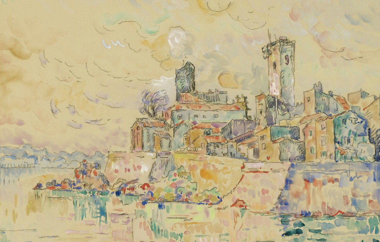 Wallpaper Figure Watercolor Antibes Paul Signac