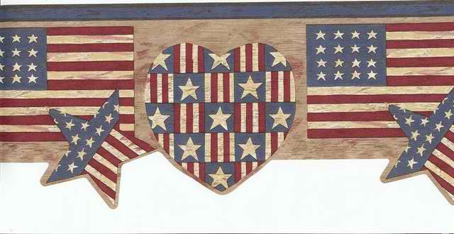 USA Flag Scalloped Wallpaper Border   Traditional WallpaperBorders 640x330