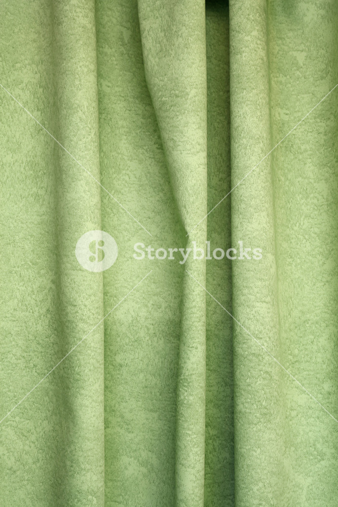 Heavy Light Green Pleated Felt Textile Curtain Background With