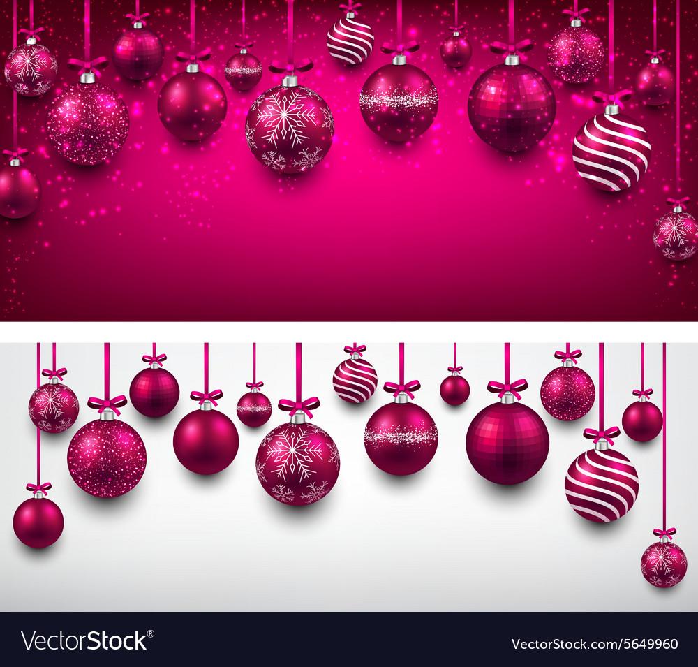 Arc Background With Magenta Christmas Balls Vector Image