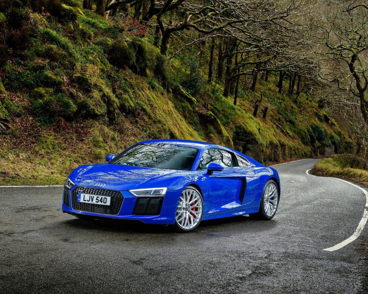 Wallpaper Audi R8 Blue Luxurious Car Road