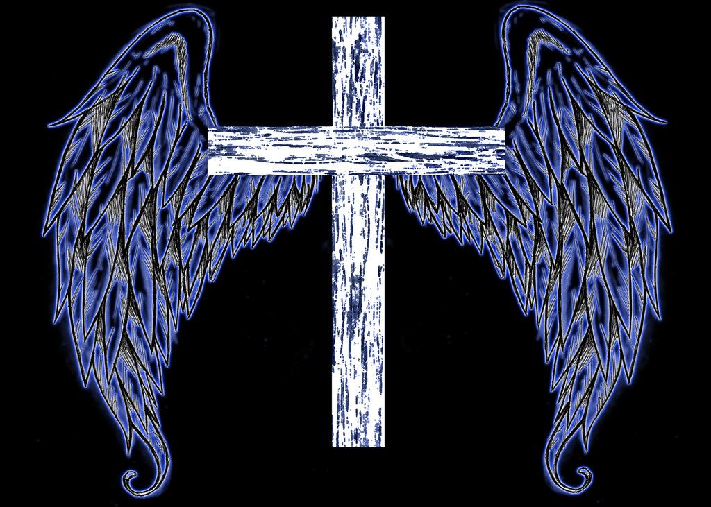 Cross With Angel Wings Dark By Jaruesink