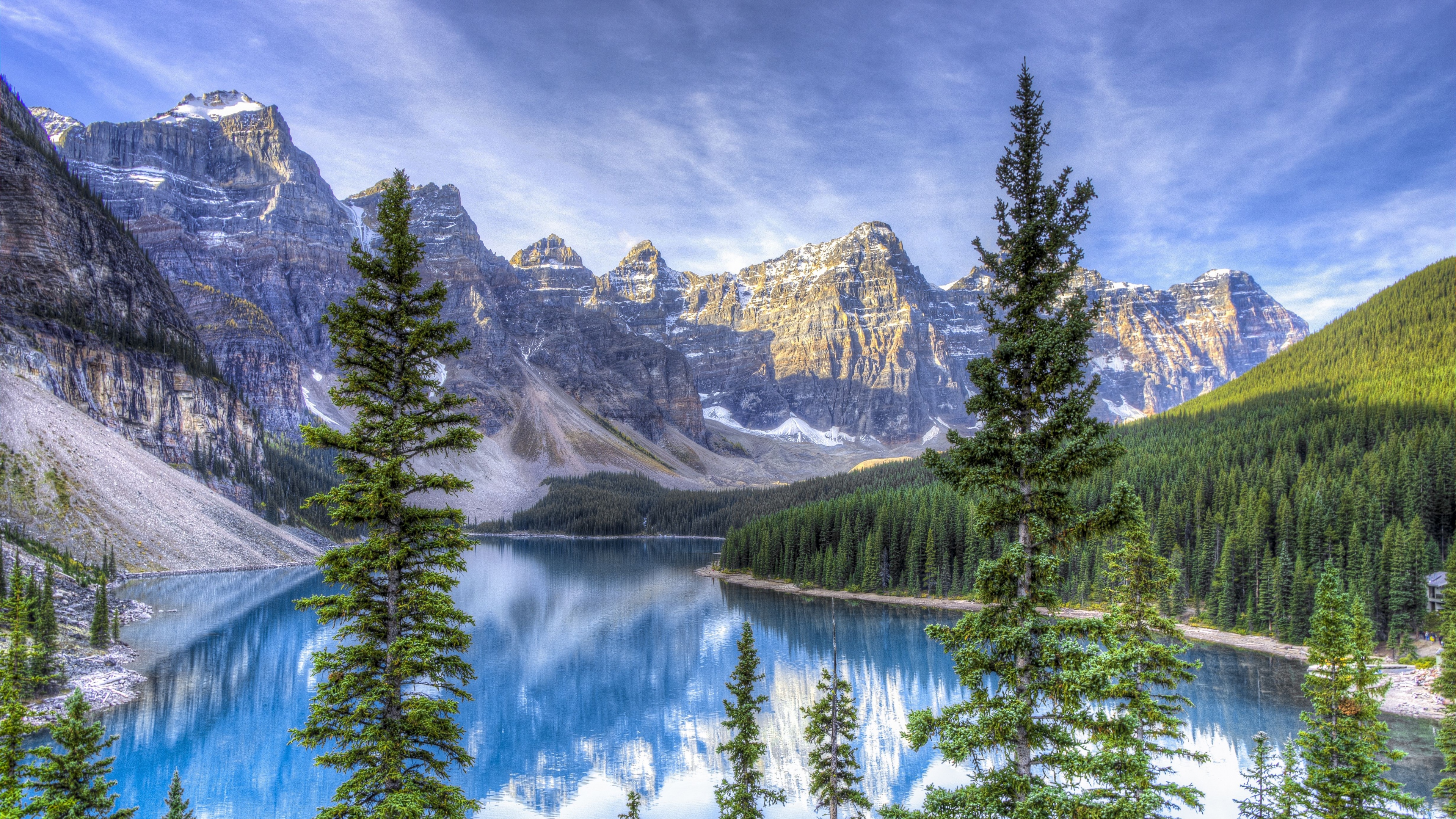 Moraine Lake Alberta Canada Hdr Wallpaper Background 4k