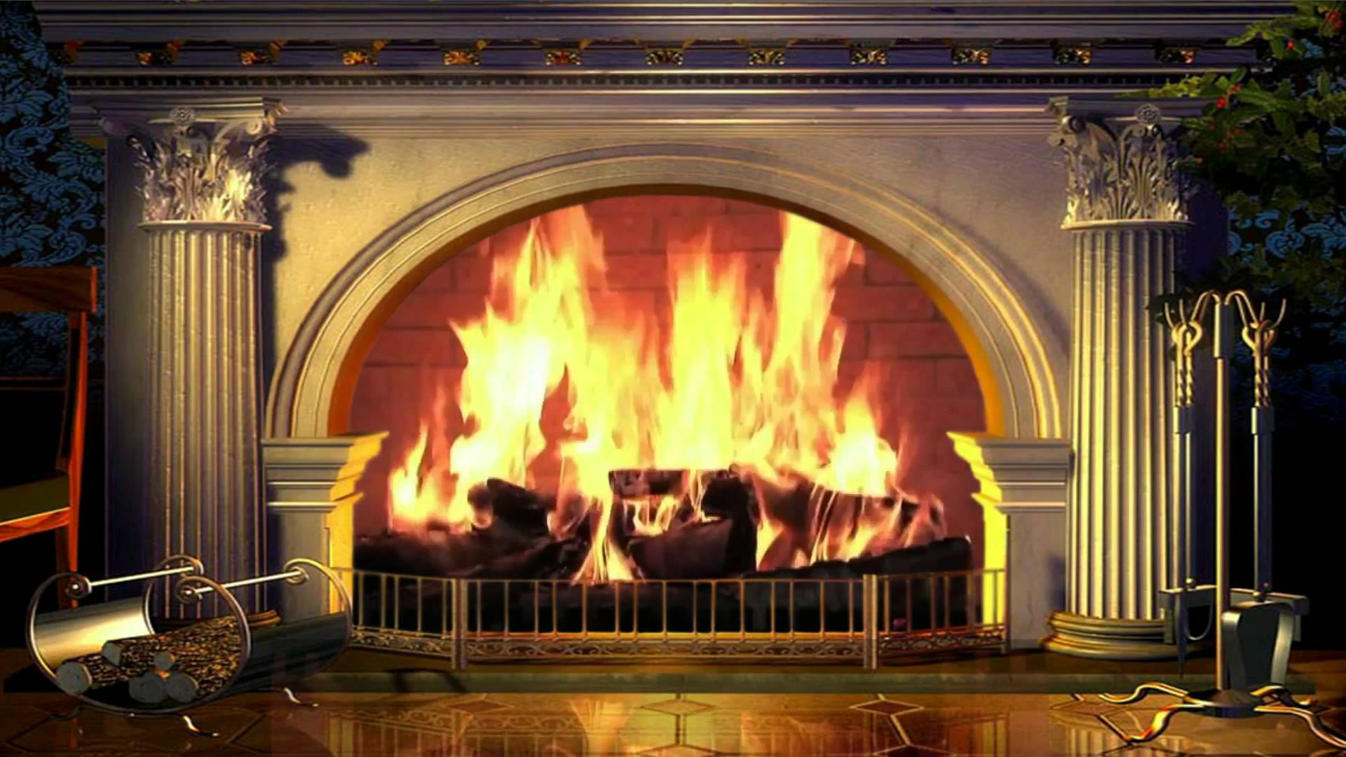 Virtual Fireplace Background Video 1080p HD Stock Footage