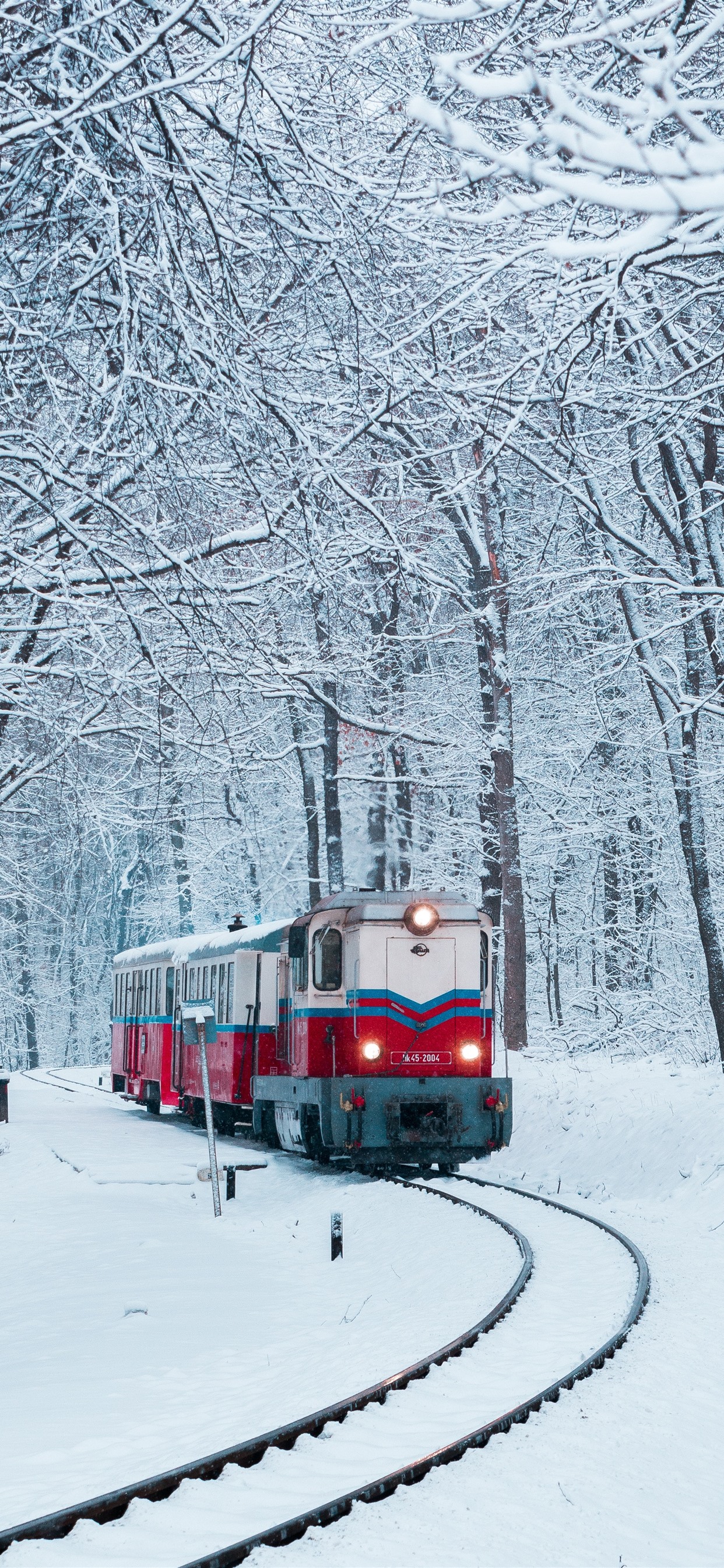 Wallpaper Winter Snow Train Railway Trees HD Picture