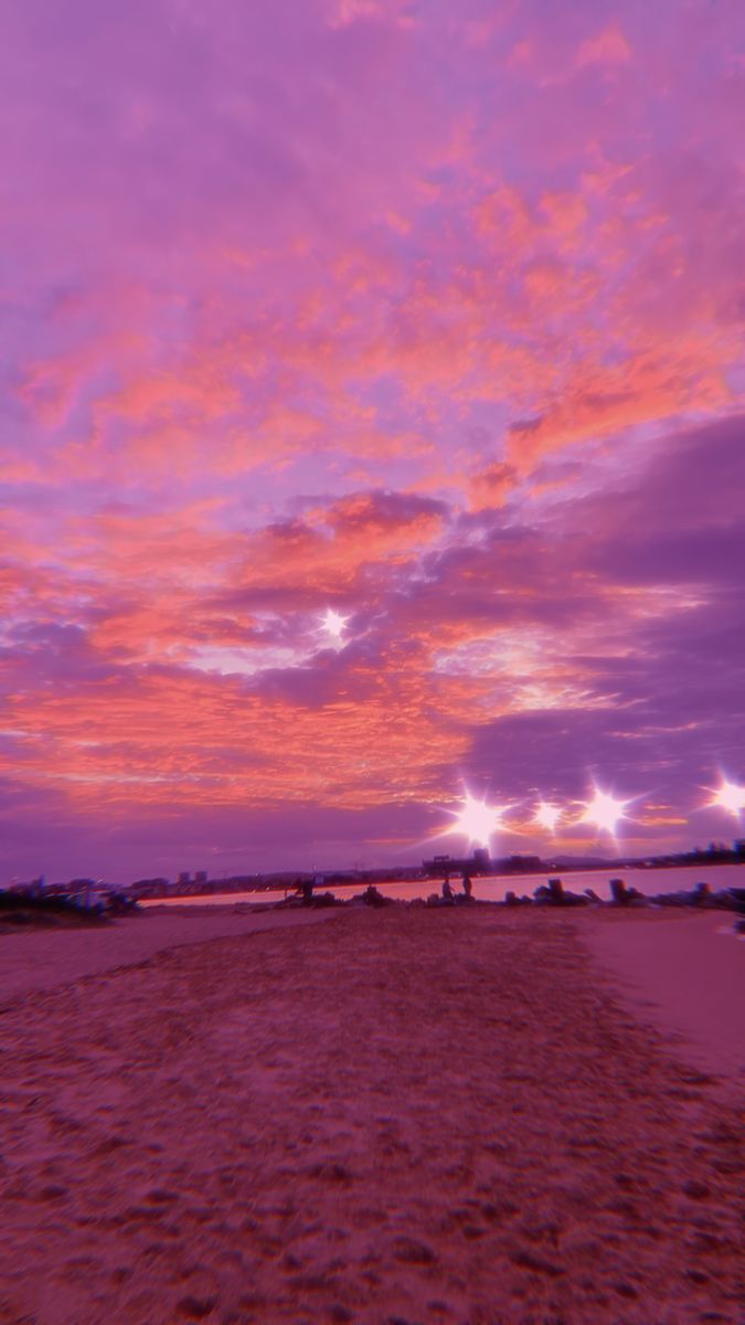 Aesthetic Beach Pink Photo Sunset Wallpaper