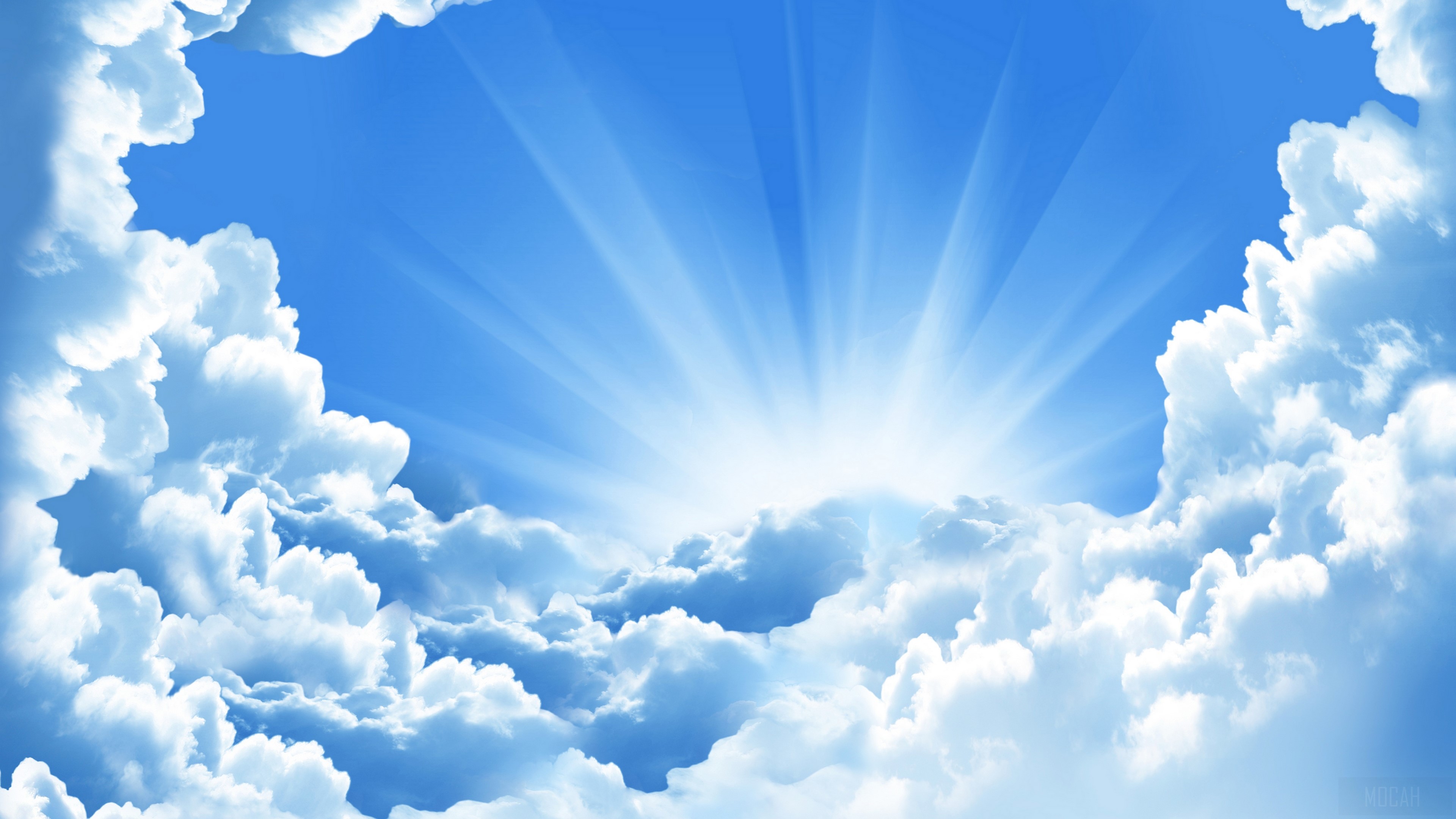 Blue Cloud Sky Sunshine 4k HD Wallpaper