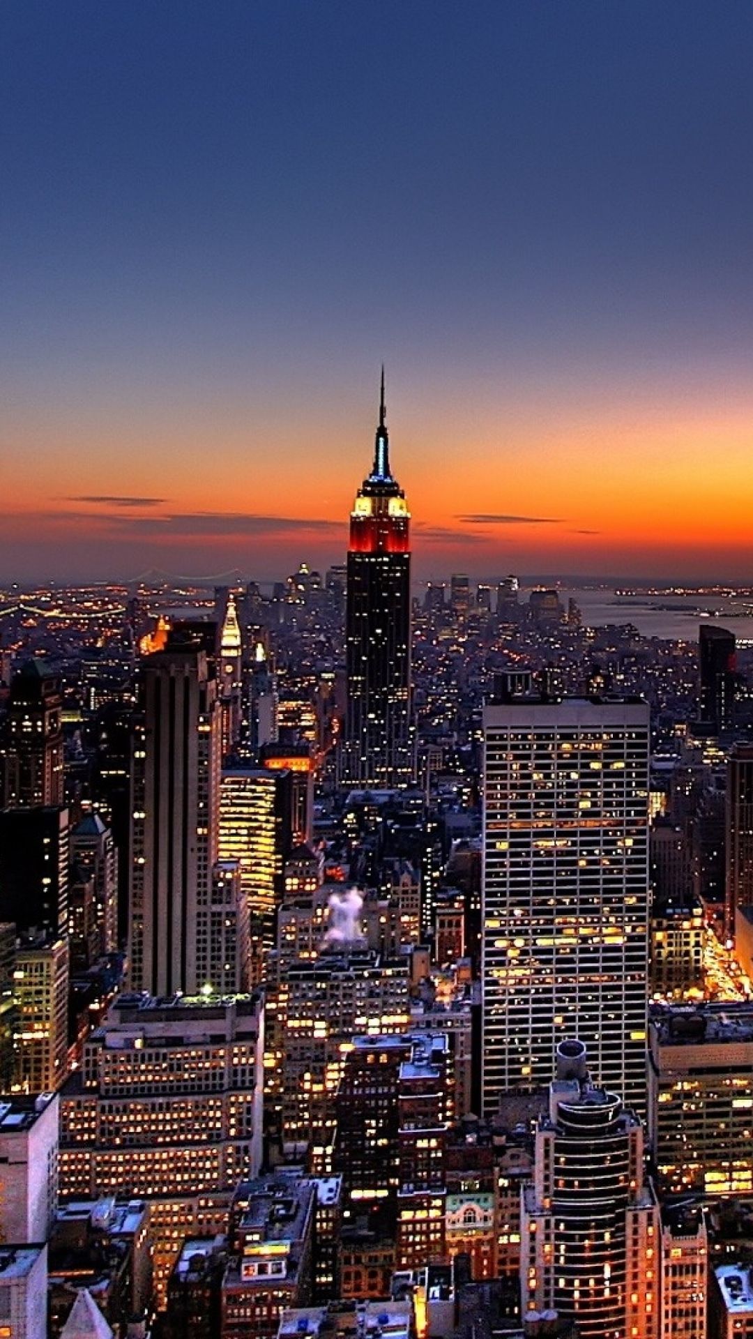 1080x1920 Wallpaper new york night skyscrapers top view