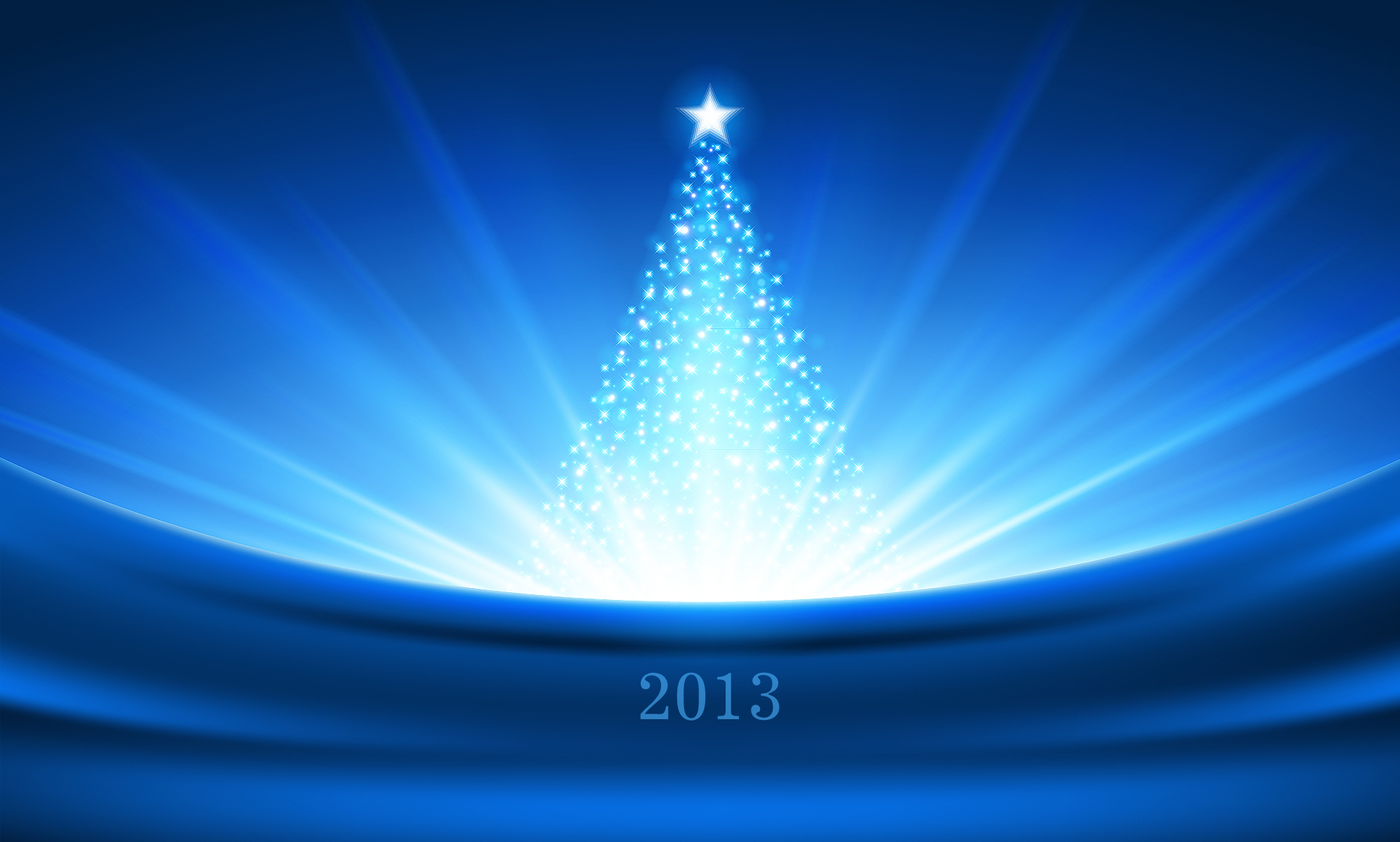 New Year Christmas Tree Light Shine Star Blue Wallpaper