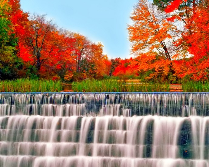 October Waterfall Nature At Wallpaperia