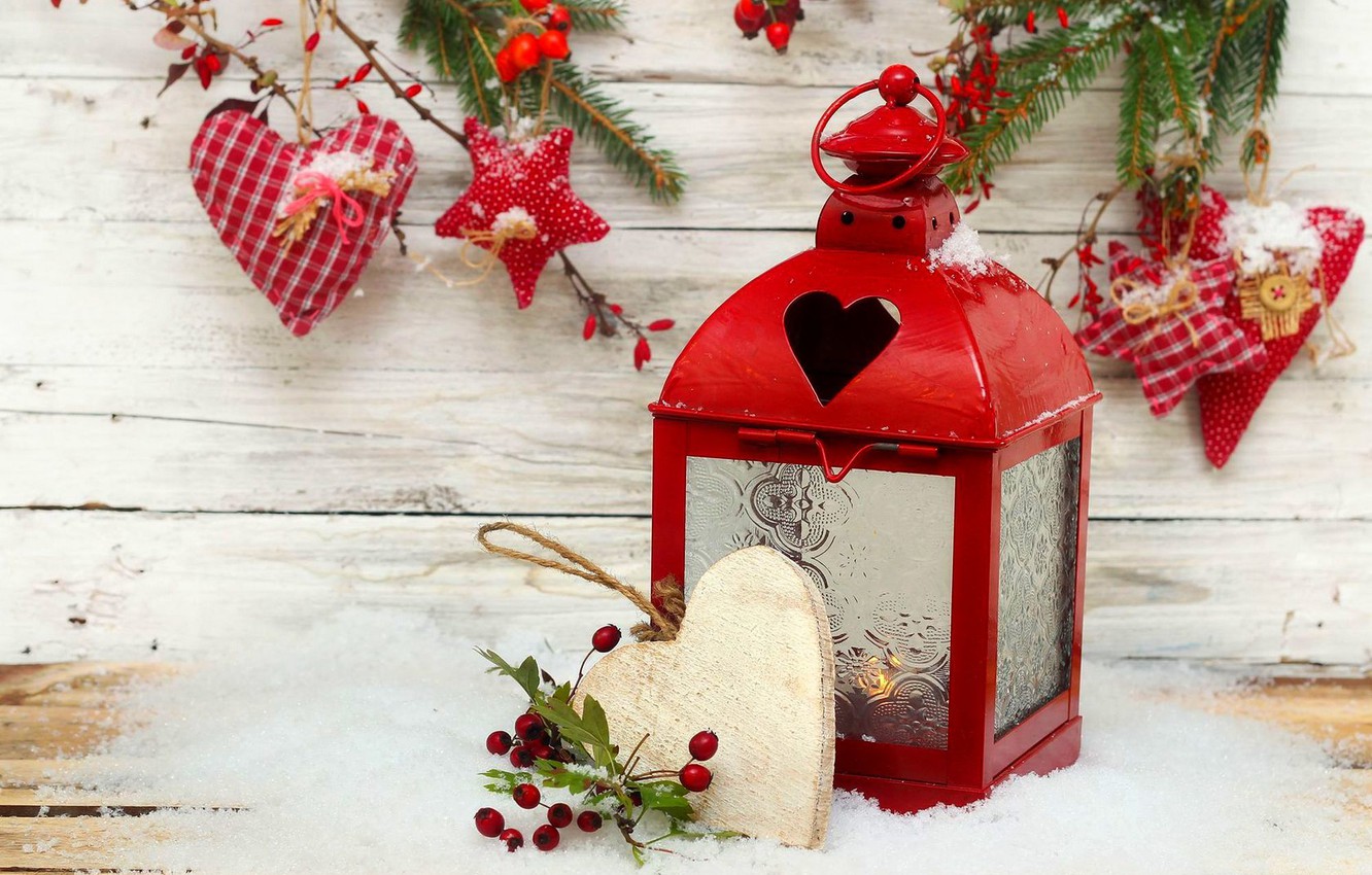 Wallpaper Winter Snow Holiday Heart Star Candles Christmas
