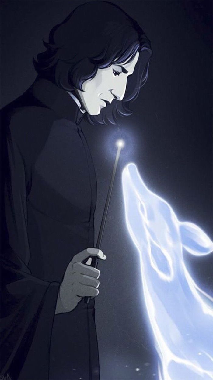Painting Of Snape Producing Expecto Patronum Charm Harry Potter