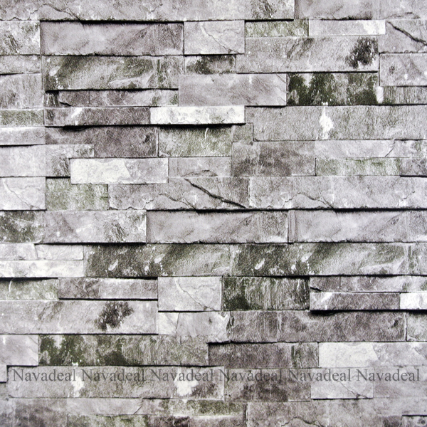 Stacked Brick Stone Faux Realistic Pvc Vinyl Wallpaper Sheet