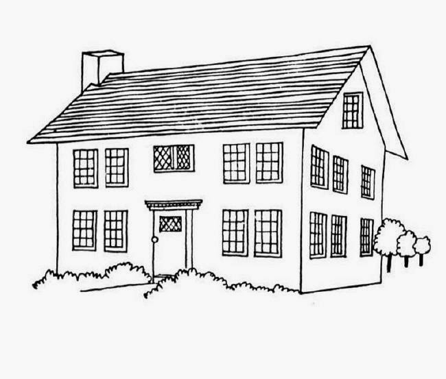 Easy simple house coloring page modern house art Vector Image