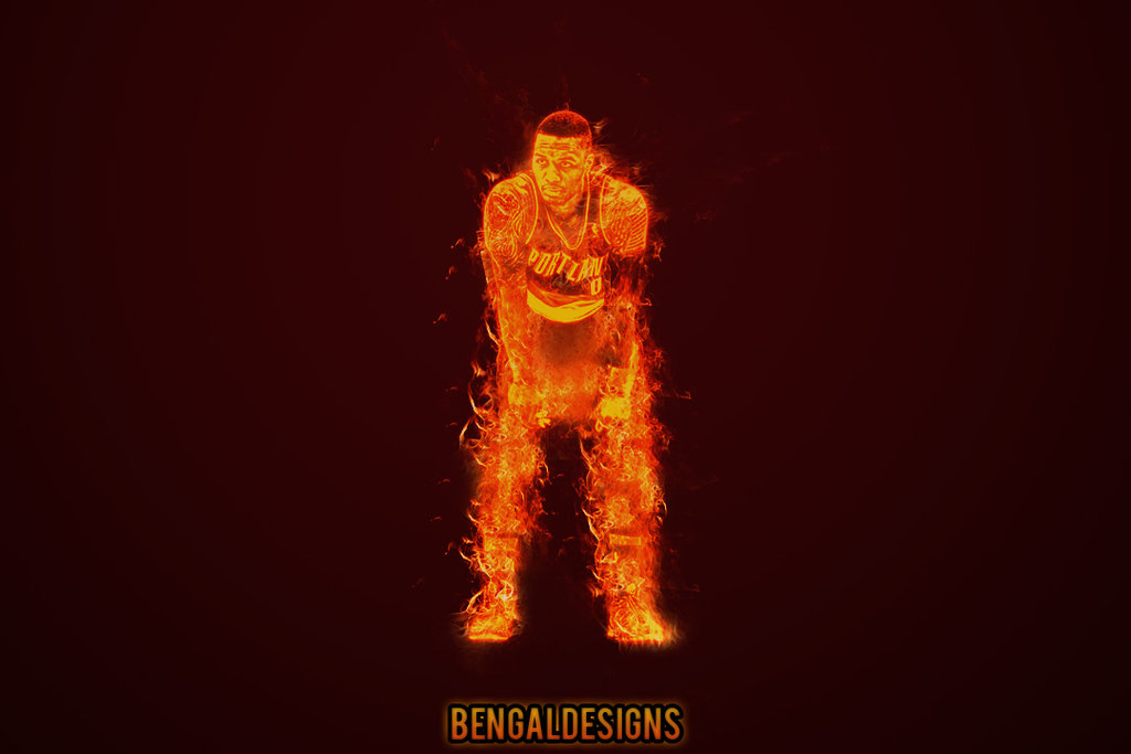 Damian Lillard Fire Wallpaper by Bengal by bengalbro 1024x683
