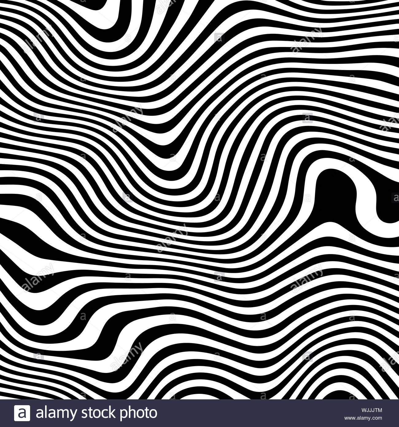 Striped Abstract Wavy Background Black And White Zebra Print