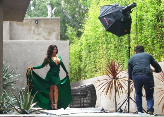 Carmen Ortega Hot In Green Dress At Photoshoot