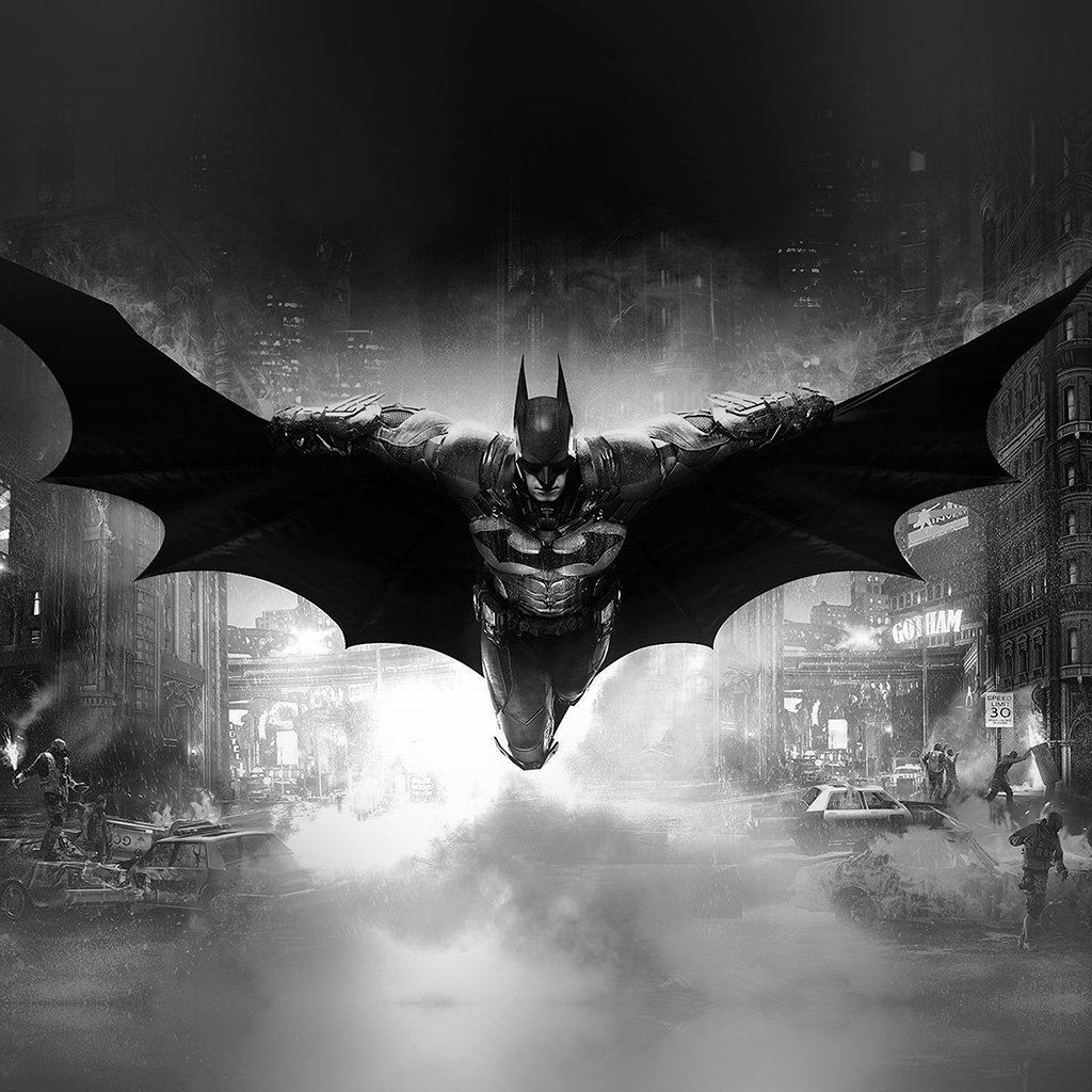 Batman Dark Bw Game Hero Art Illust iPad Wallpaper