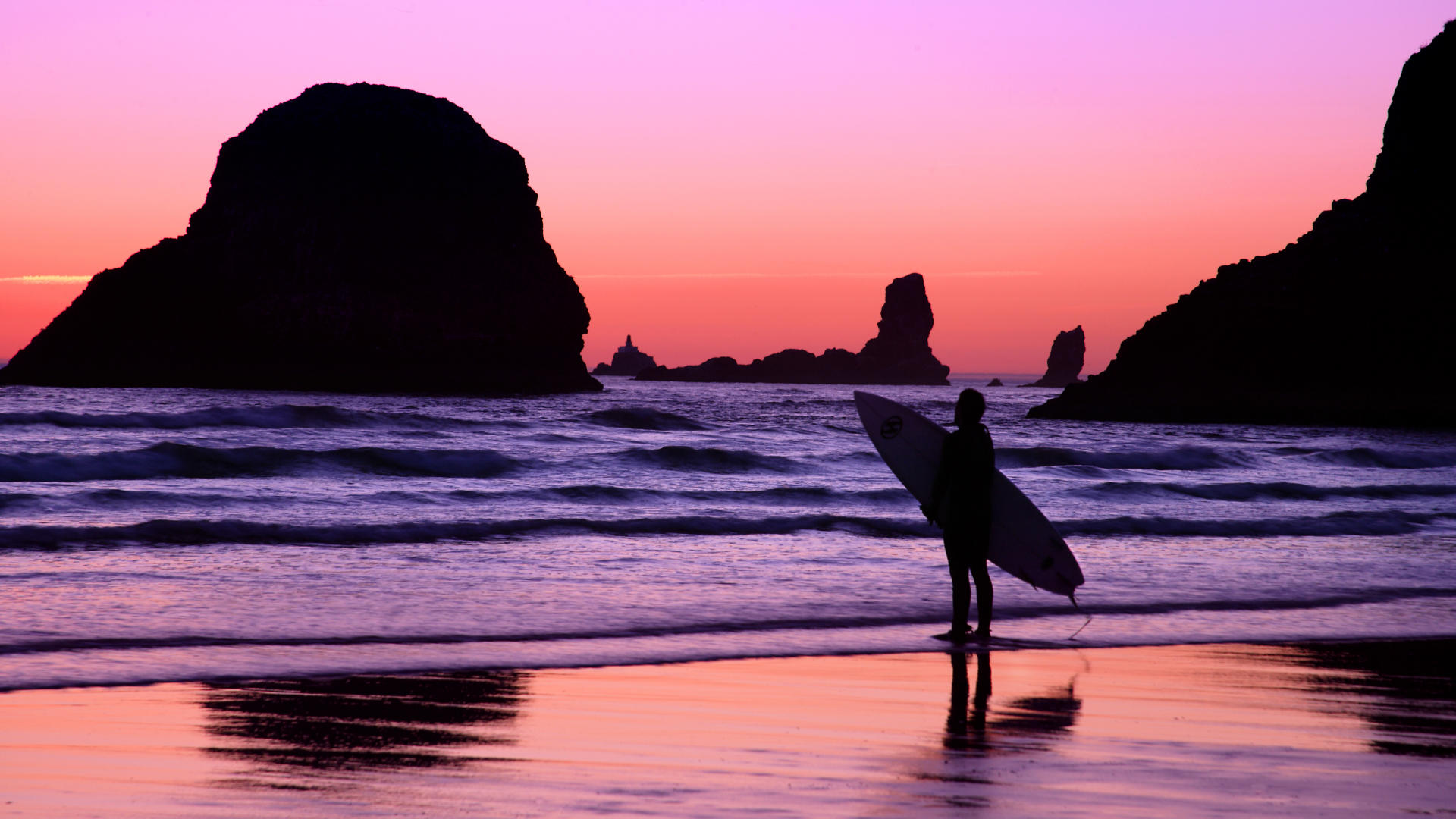 Wallpaper Surfer At Sunset Cannon Beach Oregon Always