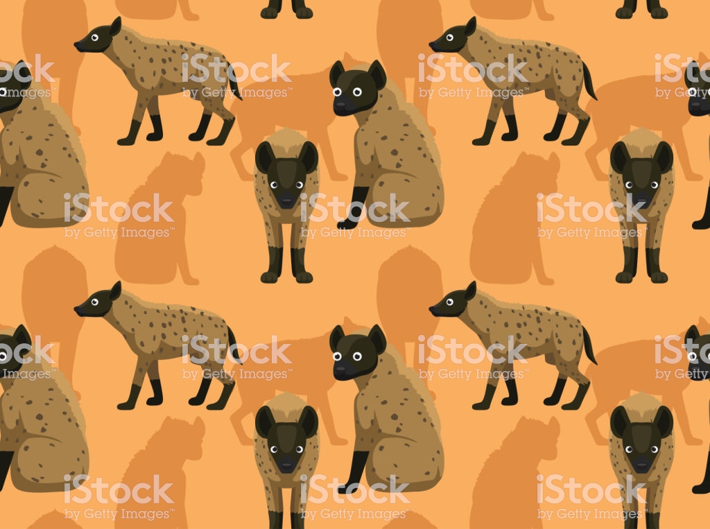 Cute Hyena Cartoon Background Seamless Wallpaper Stock