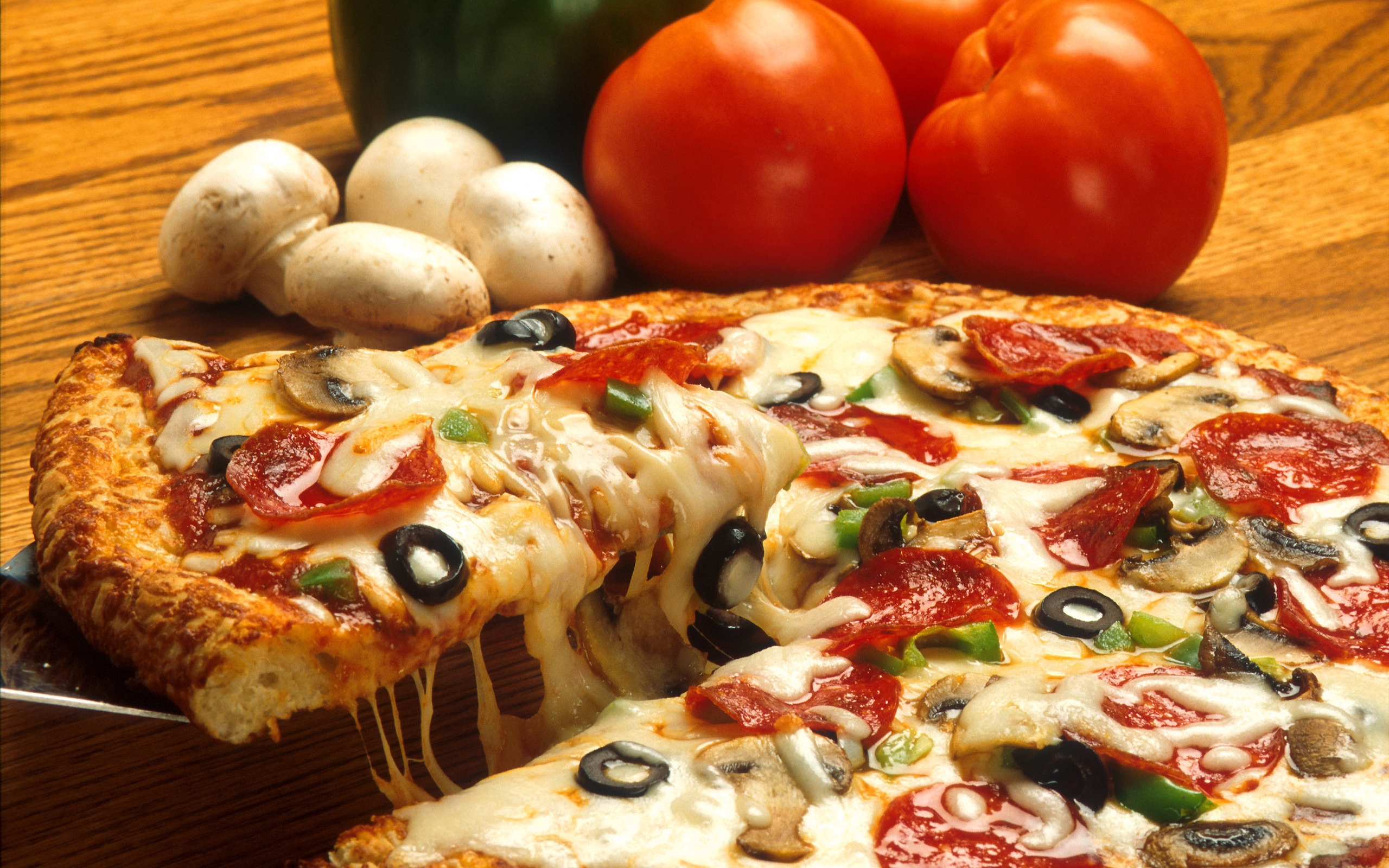 Delicious Food Olives Pizza Mushrooms Cheese Stock Photos