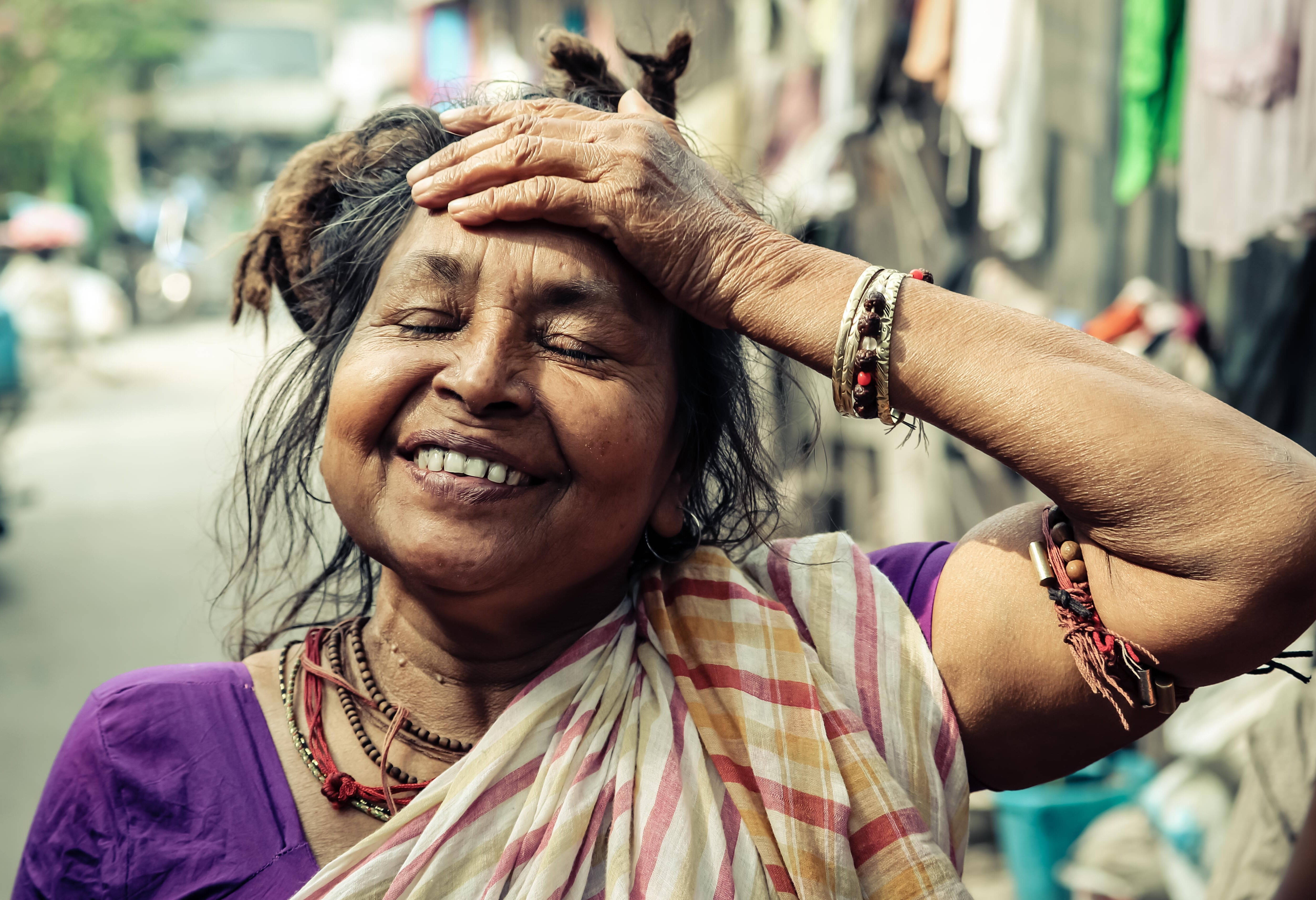 Happy Face Old Woman Wallpaper
