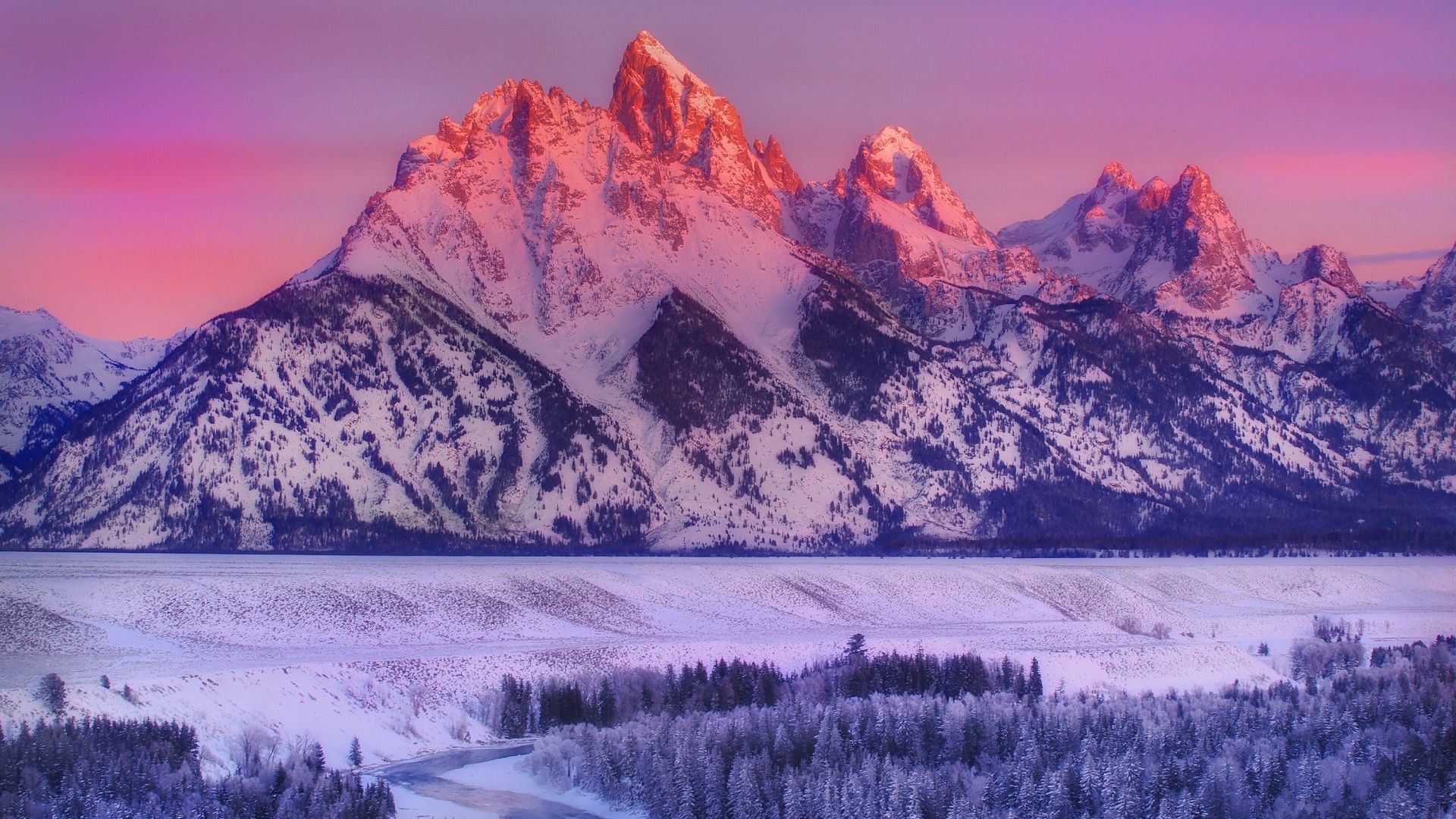 Snow Mountain In The Sunset Wallpaper