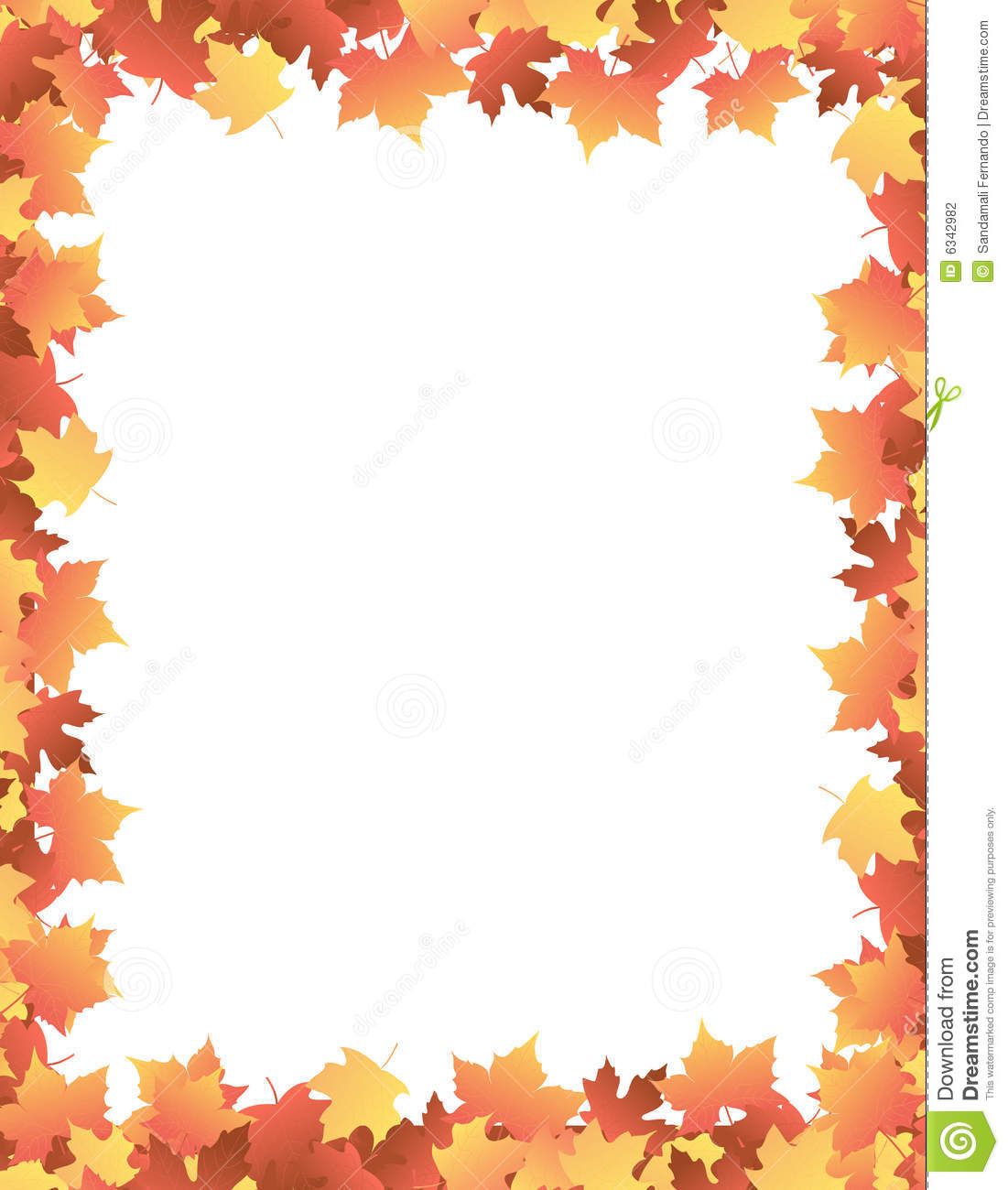 Fall Leaves Clip Art Border Recipe Thanksgiving Leaf