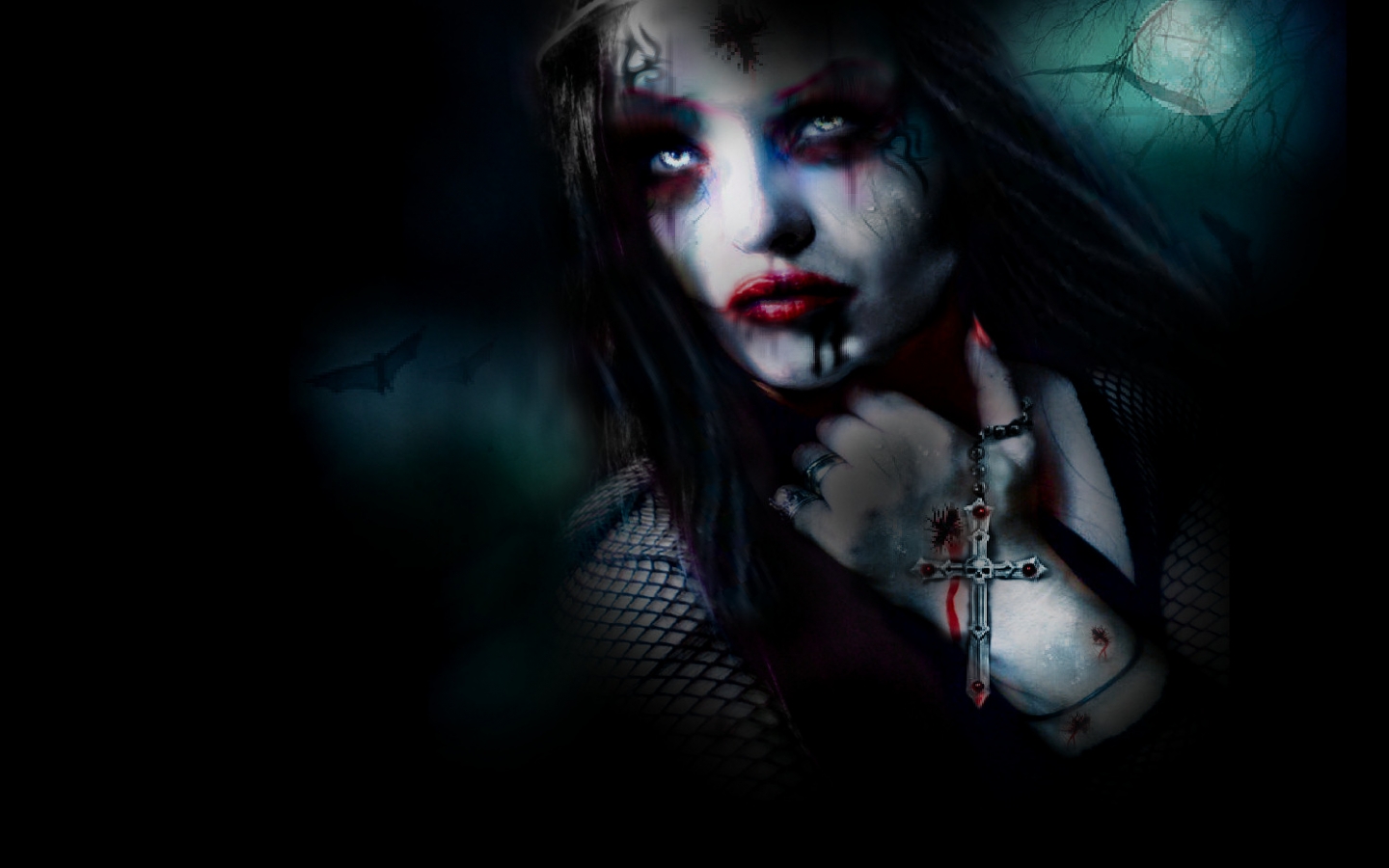 Dark Horror Gothic Vampire Fantasy Art Face Blood Wallpaper Background