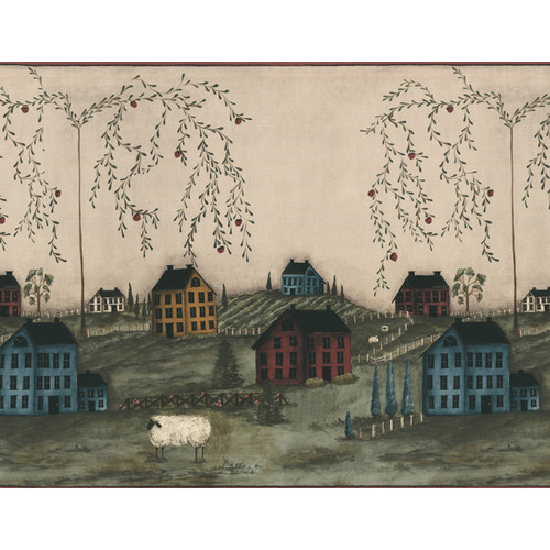 Free download Portfolio II Folk Art Chair Rail Scenic Border Wallpaper