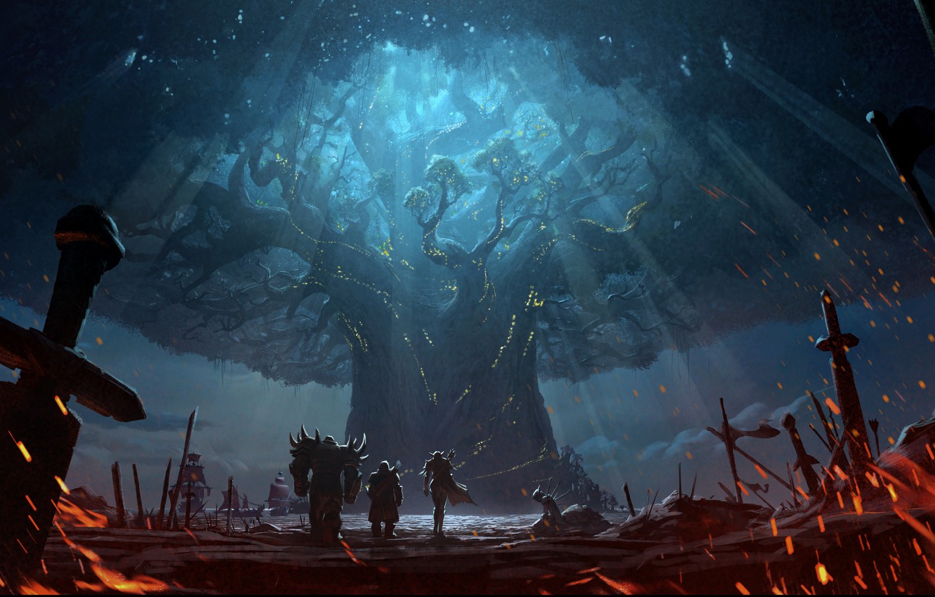 Wallpaper Fire Battlefield Sword World Of Warcraft Fantasy