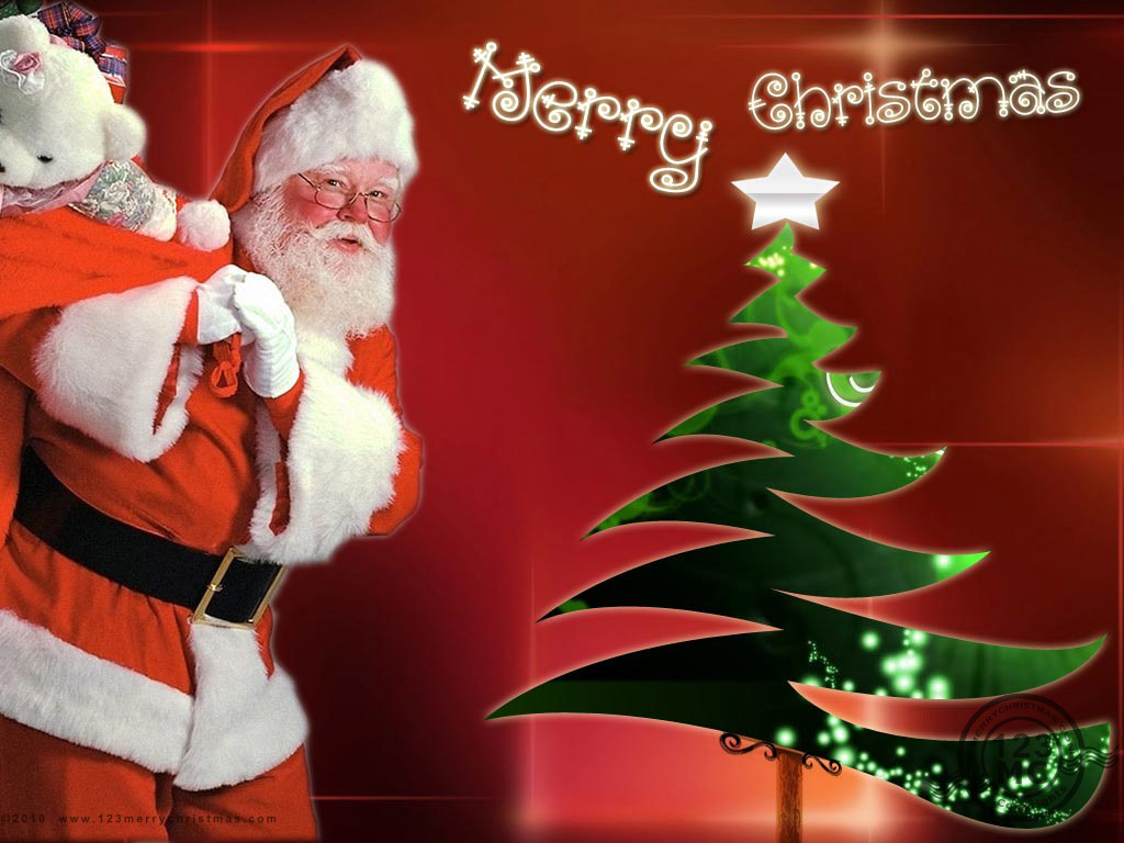 Merry Christmas Round Tree 1024x768