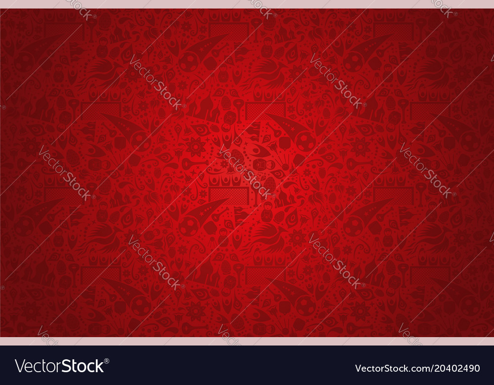 Red russia background pattern with icons Vector Image
