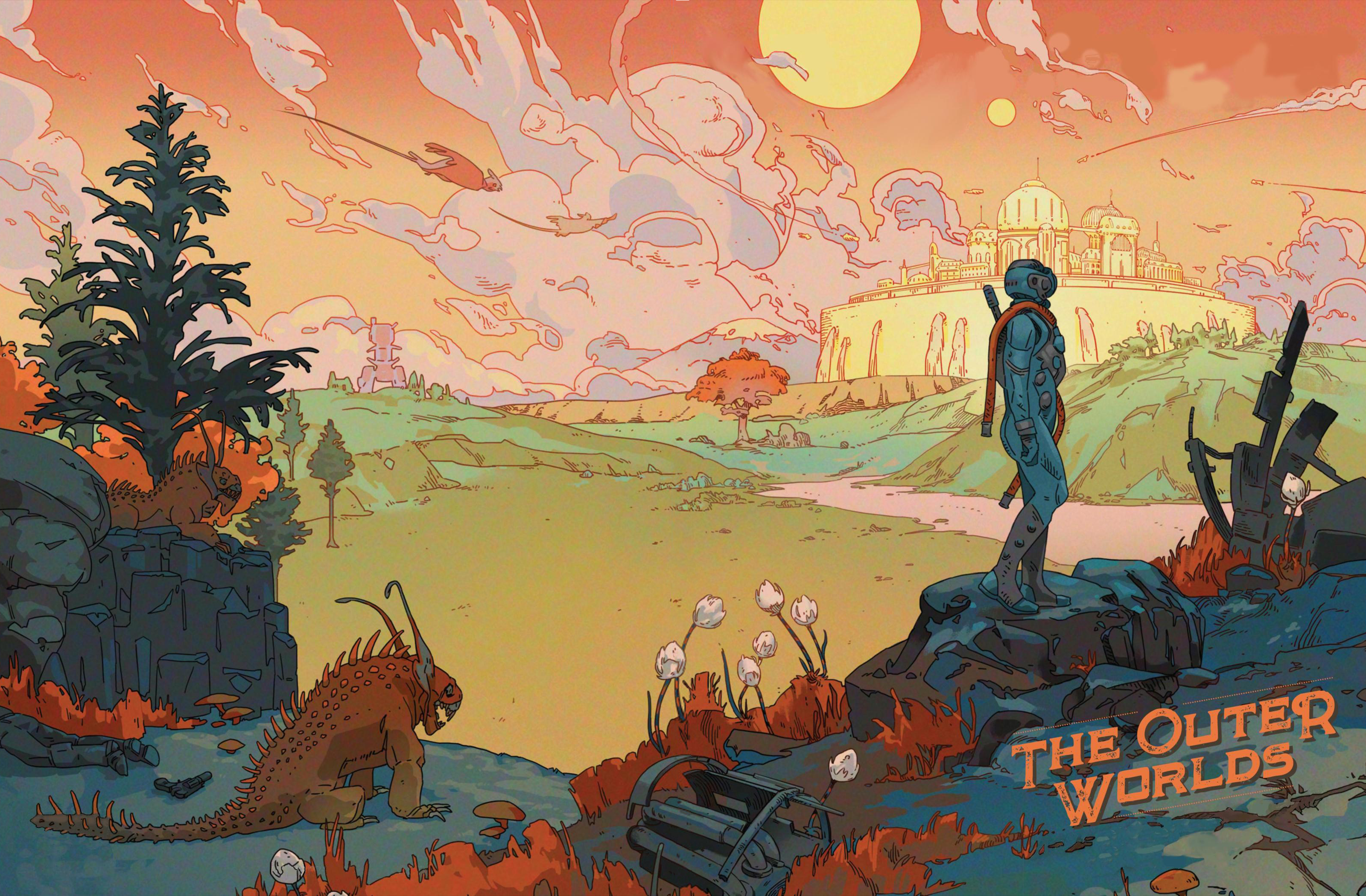 The Outer Worlds Game Informer Wallpaper March Cover With Logo Removed Seam Filled In From