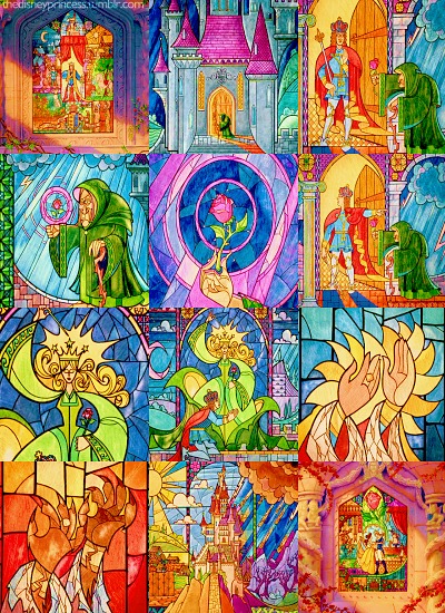 Disney Princess Image Beauty And The Beast Stained Glass Wallpaper
