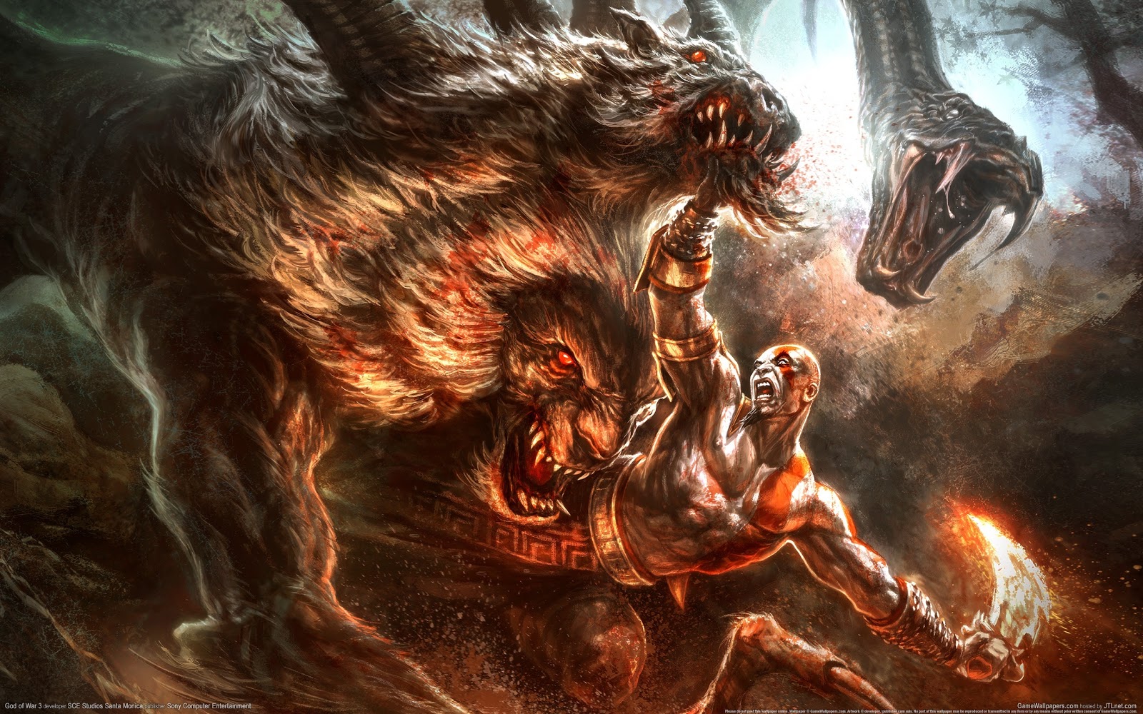 God Of War Kratos Luchando Contra Sus Enemigos Wallpaper