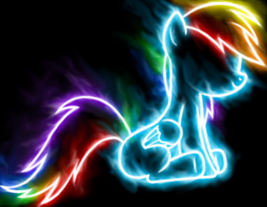 Sitting Neon Rainbow Dash By Gravitythunder