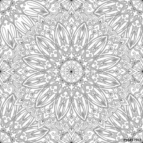  Coloring page for adult ethnic seamless pattern boho background