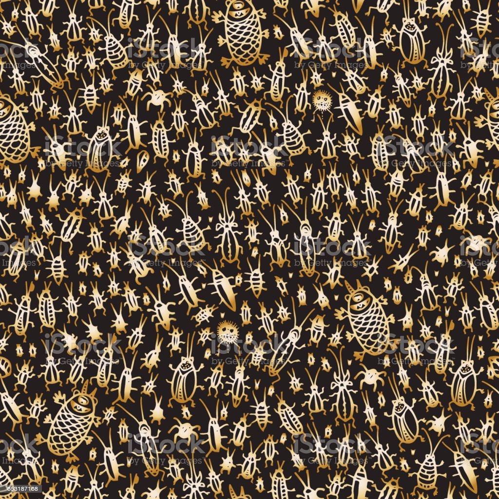 Vector Doodle Seamless Pattern Hand Drawn Sketch Insects Cockroach