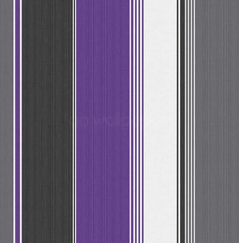 Debona Striped Wallpaper in Purple Black and Silver