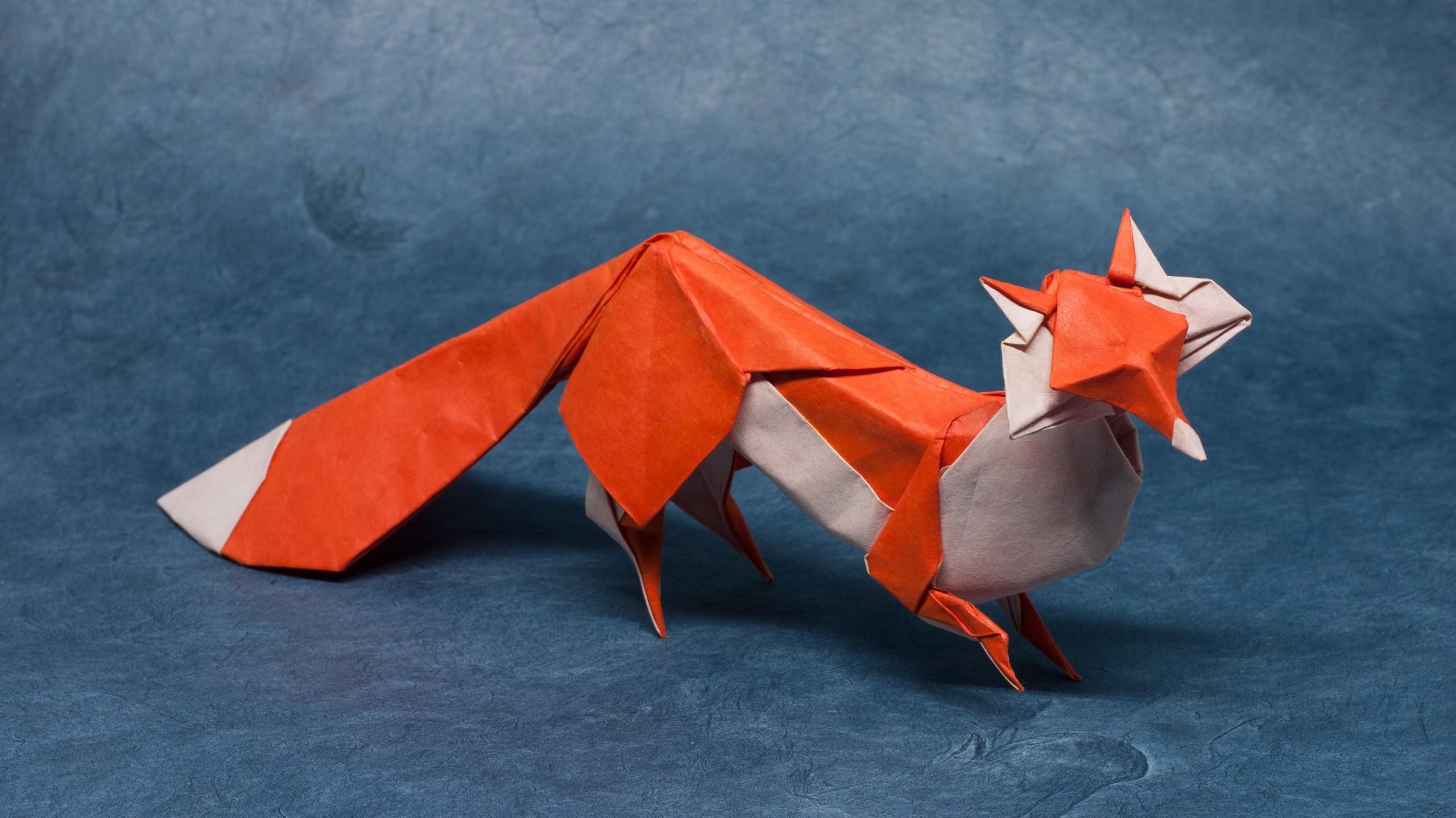 Artwork Nature Animals Fox Origami Paper Simple Background
